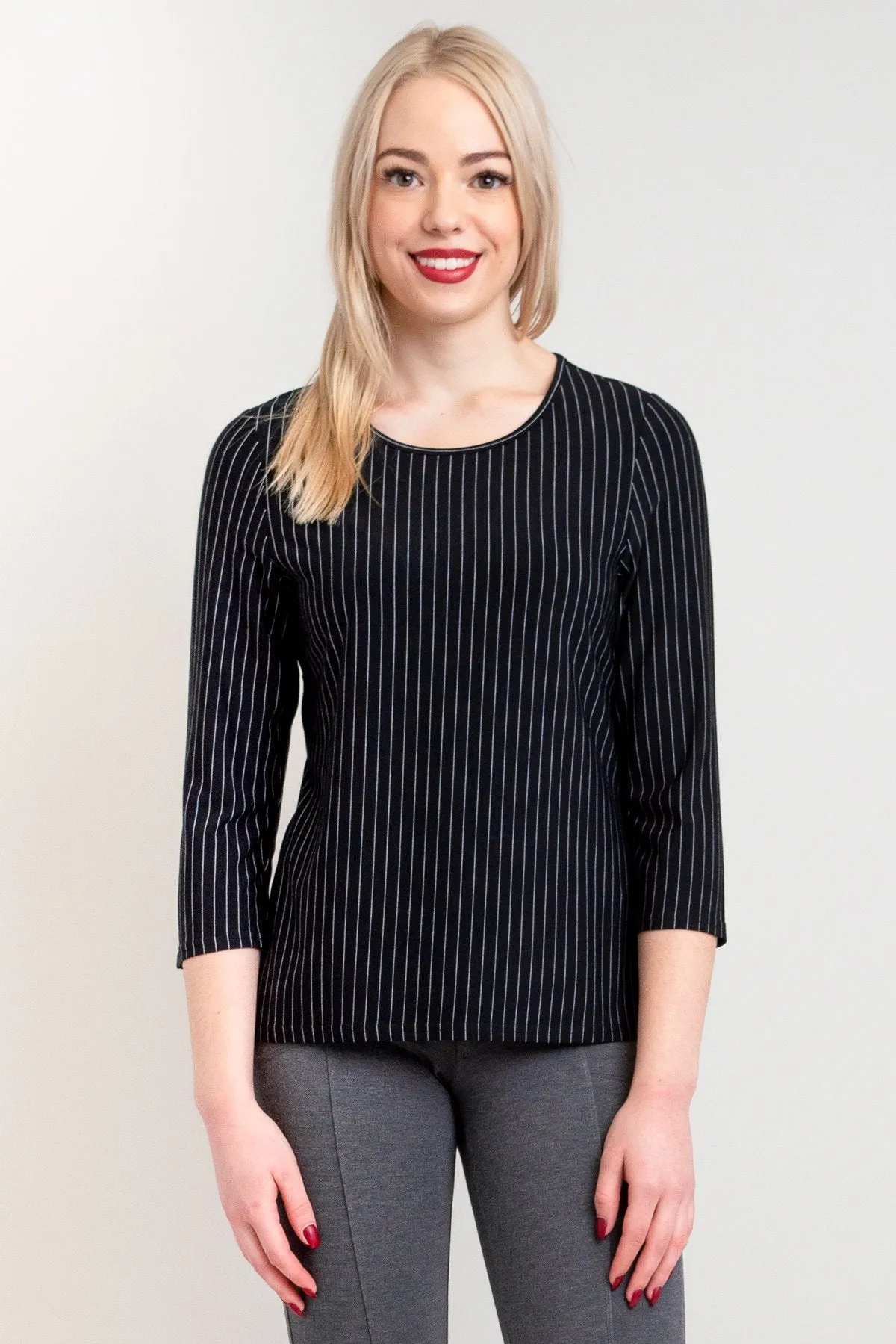Margorie Top, BW Pin Stripe, Bamboo - Final Sale sold by Blue Sky