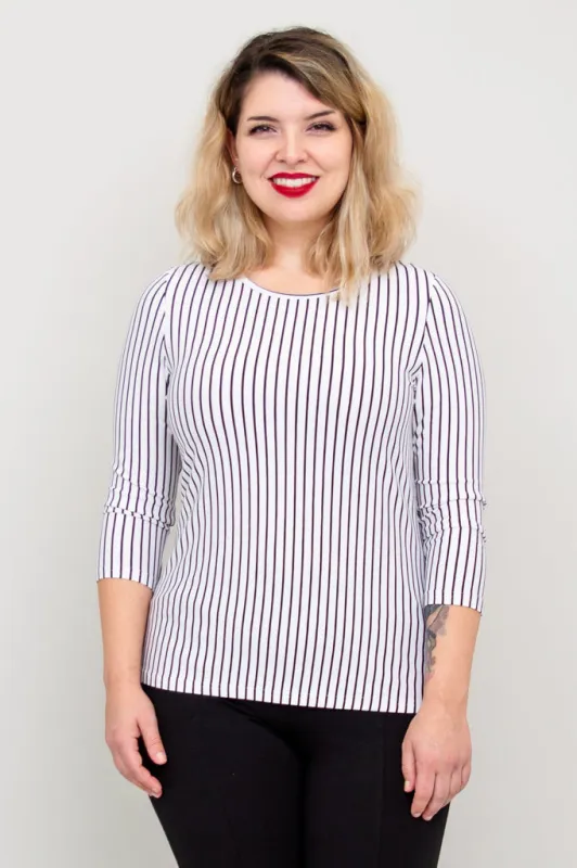 Margorie Top, White/Black Small Stripe, Bamboo - Final Sale sold by Blue Sky
