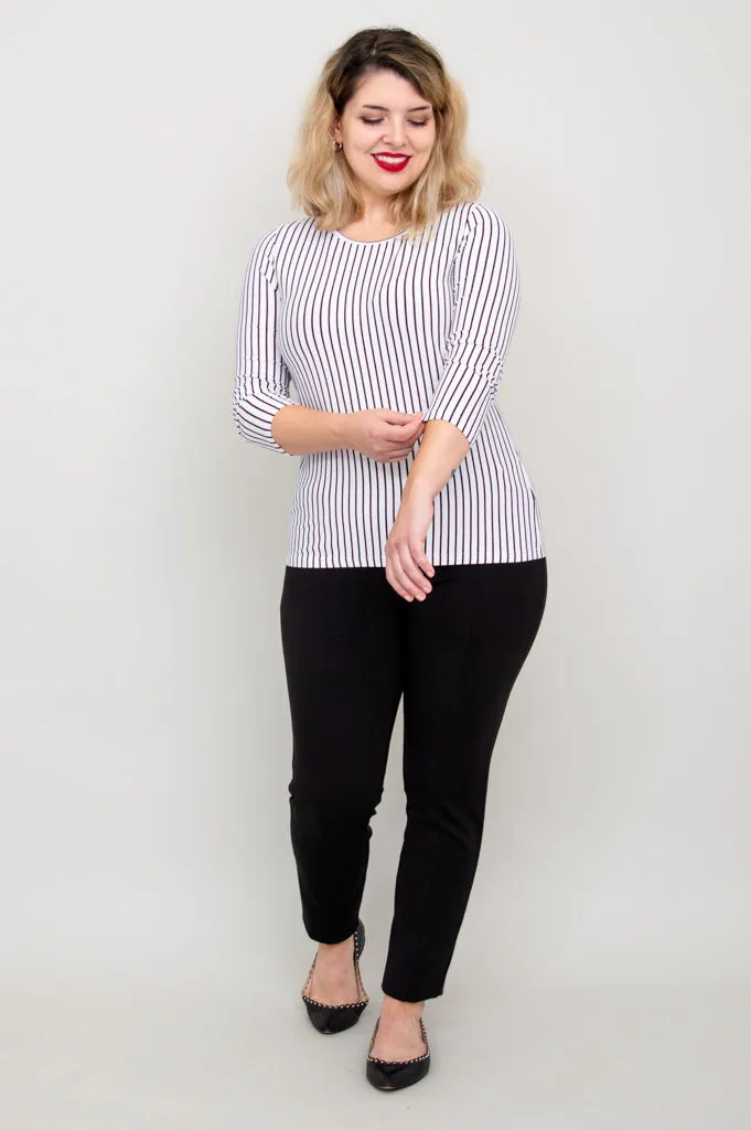 Margorie Top, White/Black Small Stripe, Bamboo - Final Sale sold by Blue Sky product image thumbnail 3