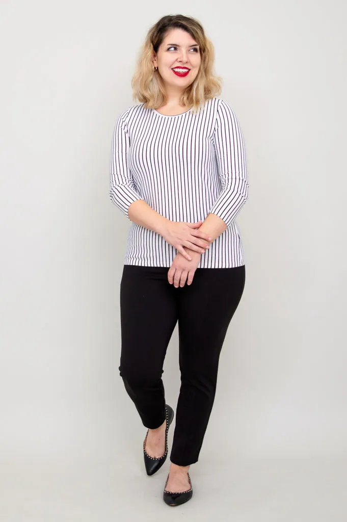 Margorie Top, White/Black Small Stripe, Bamboo - Final Sale sold by Blue Sky product image thumbnail 2