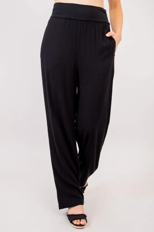 Landon Pant, Black, Linen Bamboo sold by Blue Sky