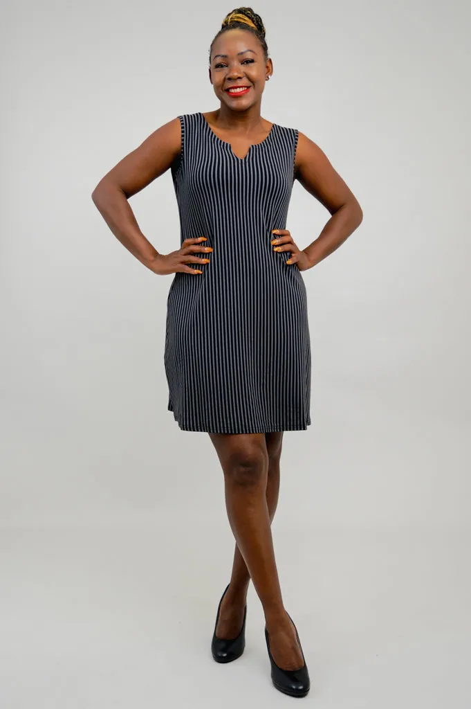 Maggie Sleeveless Dress, Blk/Grey Stripe, Bamboo sold by Blue Sky product image thumbnail 4