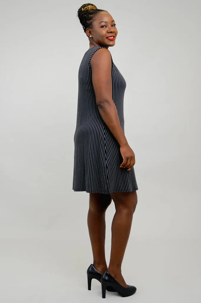 Maggie Sleeveless Dress, Blk/Grey Stripe, Bamboo sold by Blue Sky product image thumbnail 2