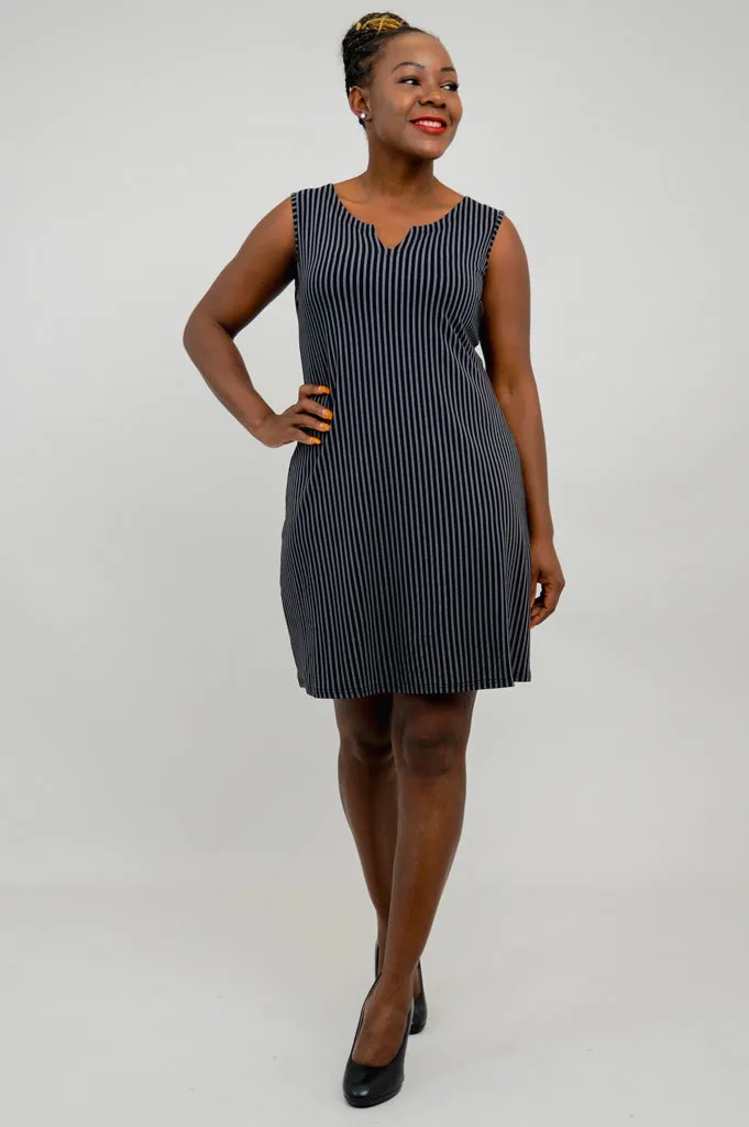 Maggie Sleeveless Dress, Blk/Grey Stripe, Bamboo sold by Blue Sky product image thumbnail 5