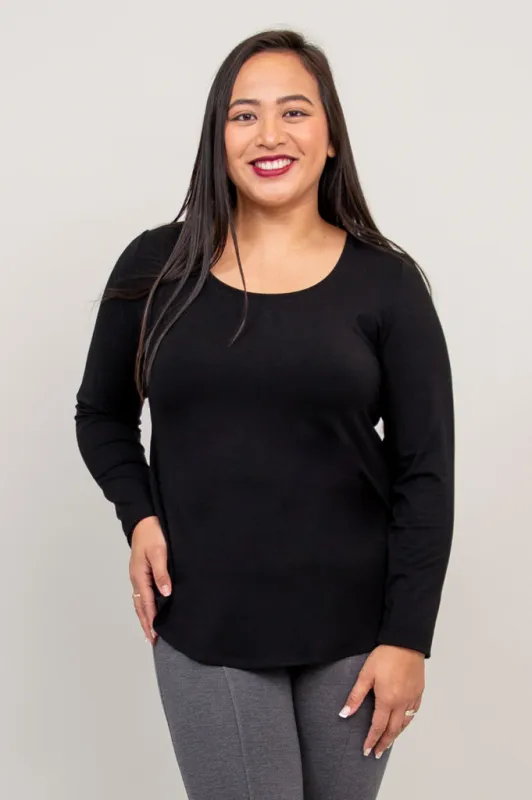Tessa Long Sleeve, Black, Bamboo sold by Blue Sky