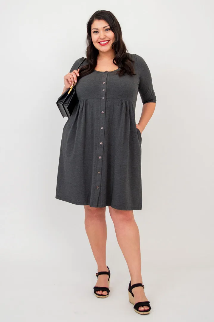 Nelly 3/4 Sleeve Dress, Graphite, Bamboo sold by Blue Sky product image thumbnail 4