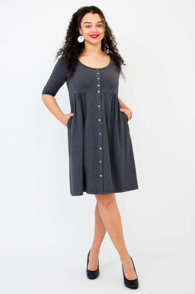 Nelly 3/4 Sleeve Dress, Graphite, Bamboo sold by Blue Sky product image thumbnail 3