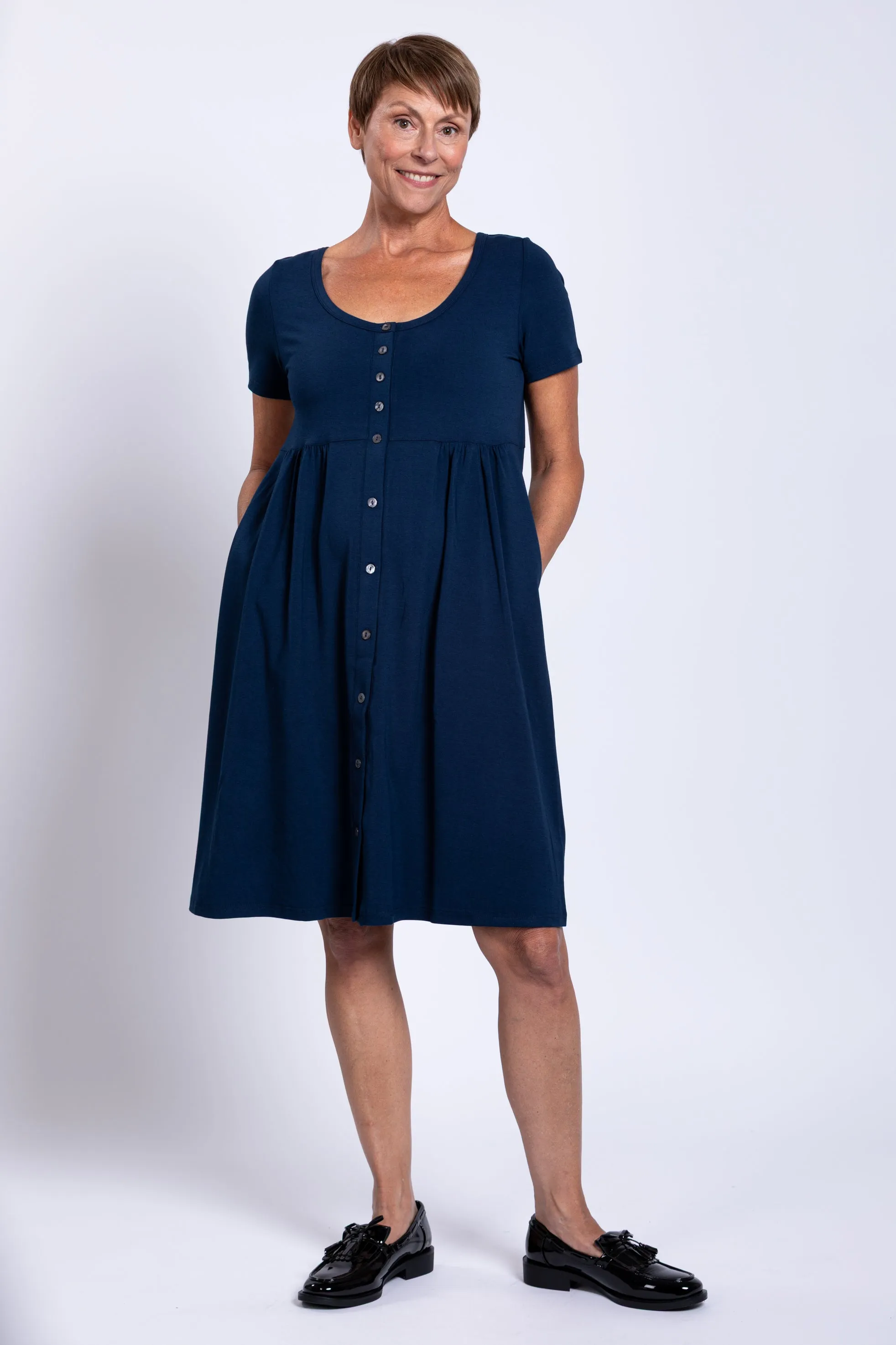 Nelly Short Sleeve Dress, Indigo, Bamboo sold by Blue Sky product image thumbnail 3