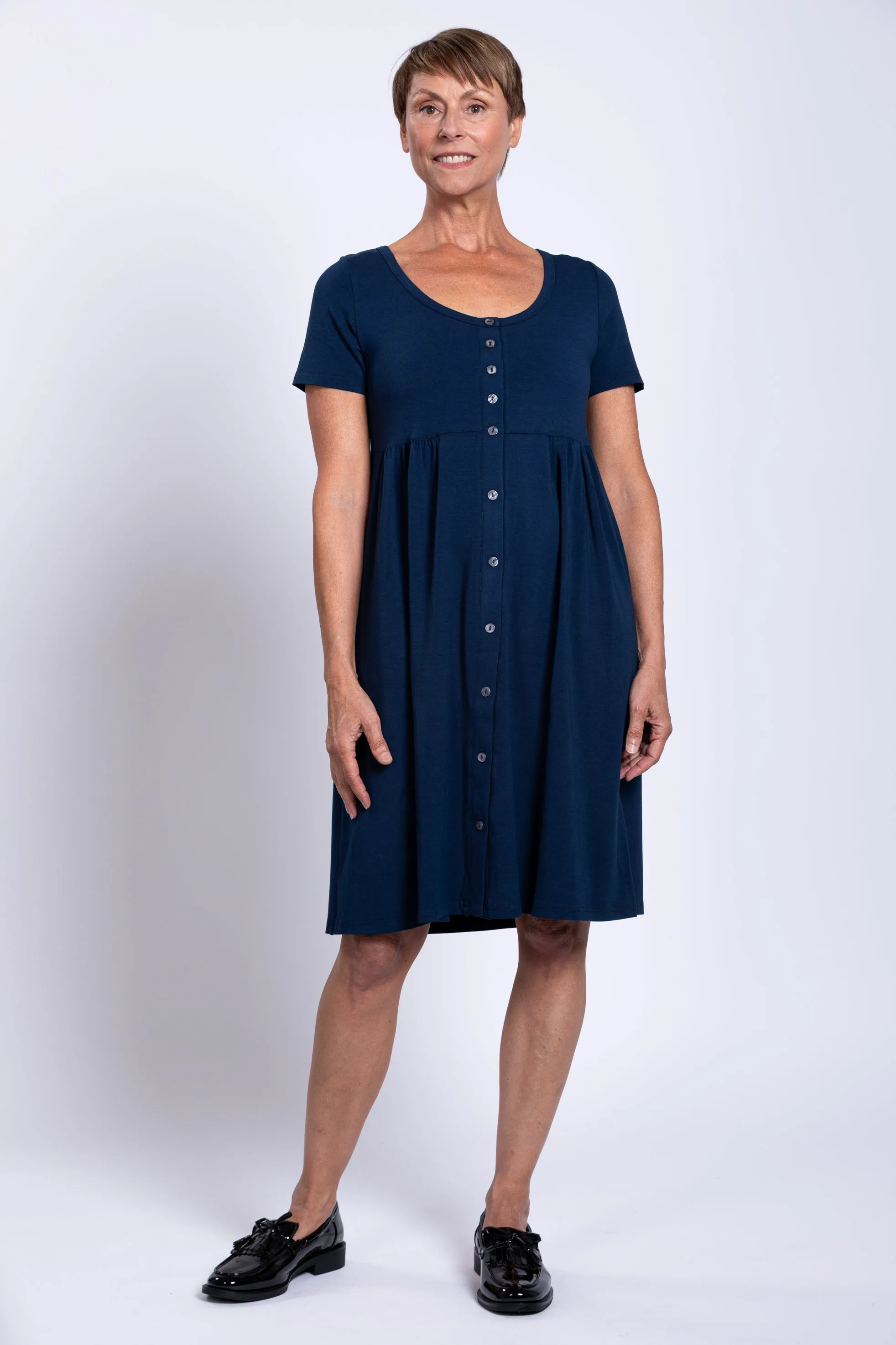 Nelly Short Sleeve Dress, Indigo, Bamboo sold by Blue Sky product image thumbnail 4