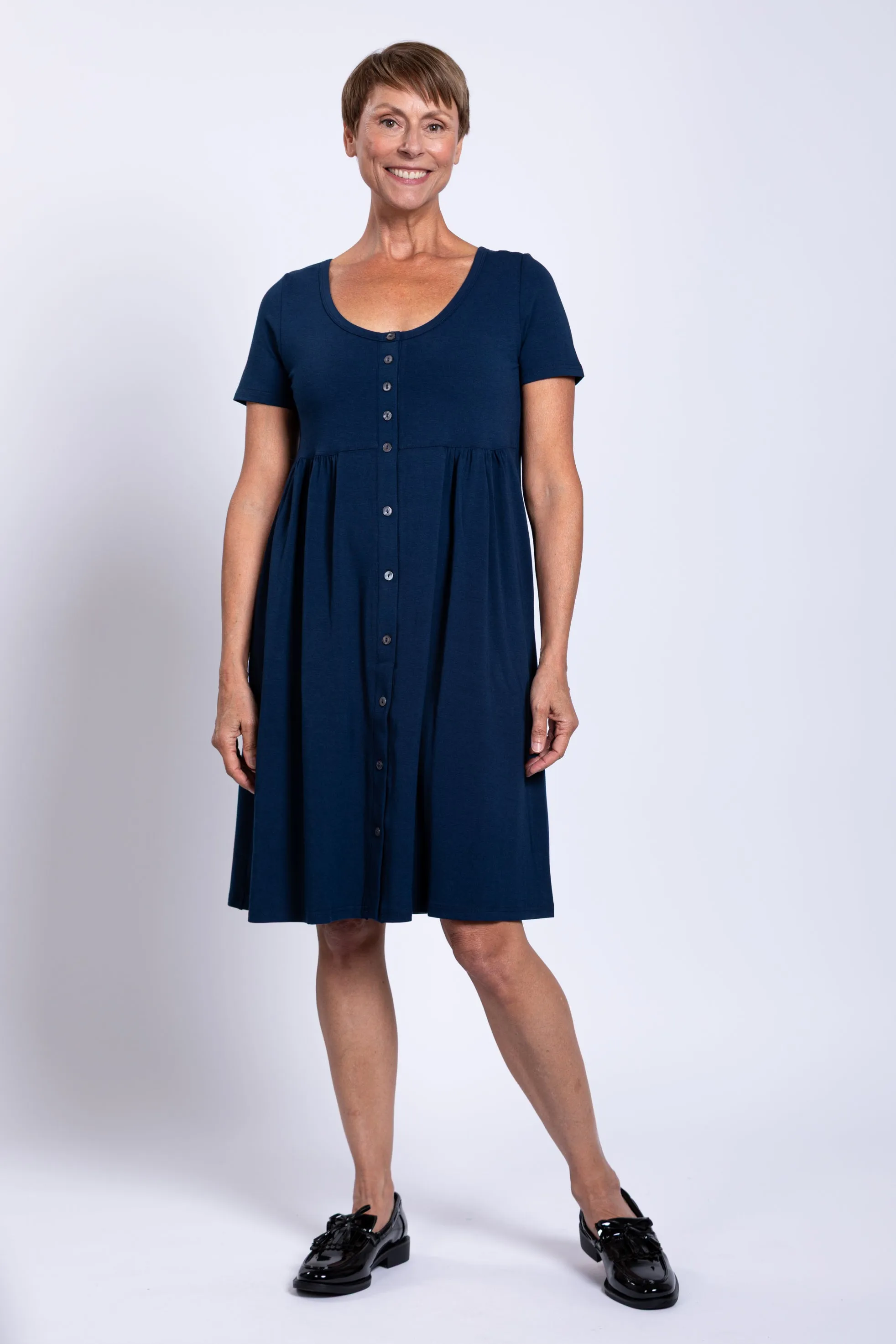 Nelly Short Sleeve Dress, Indigo, Bamboo sold by Blue Sky product image thumbnail 2