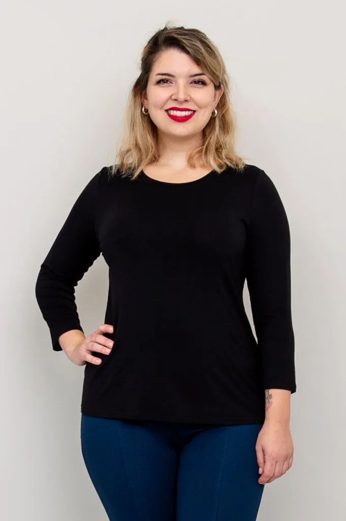 Margorie Top, Black, Bamboo sold by Blue Sky