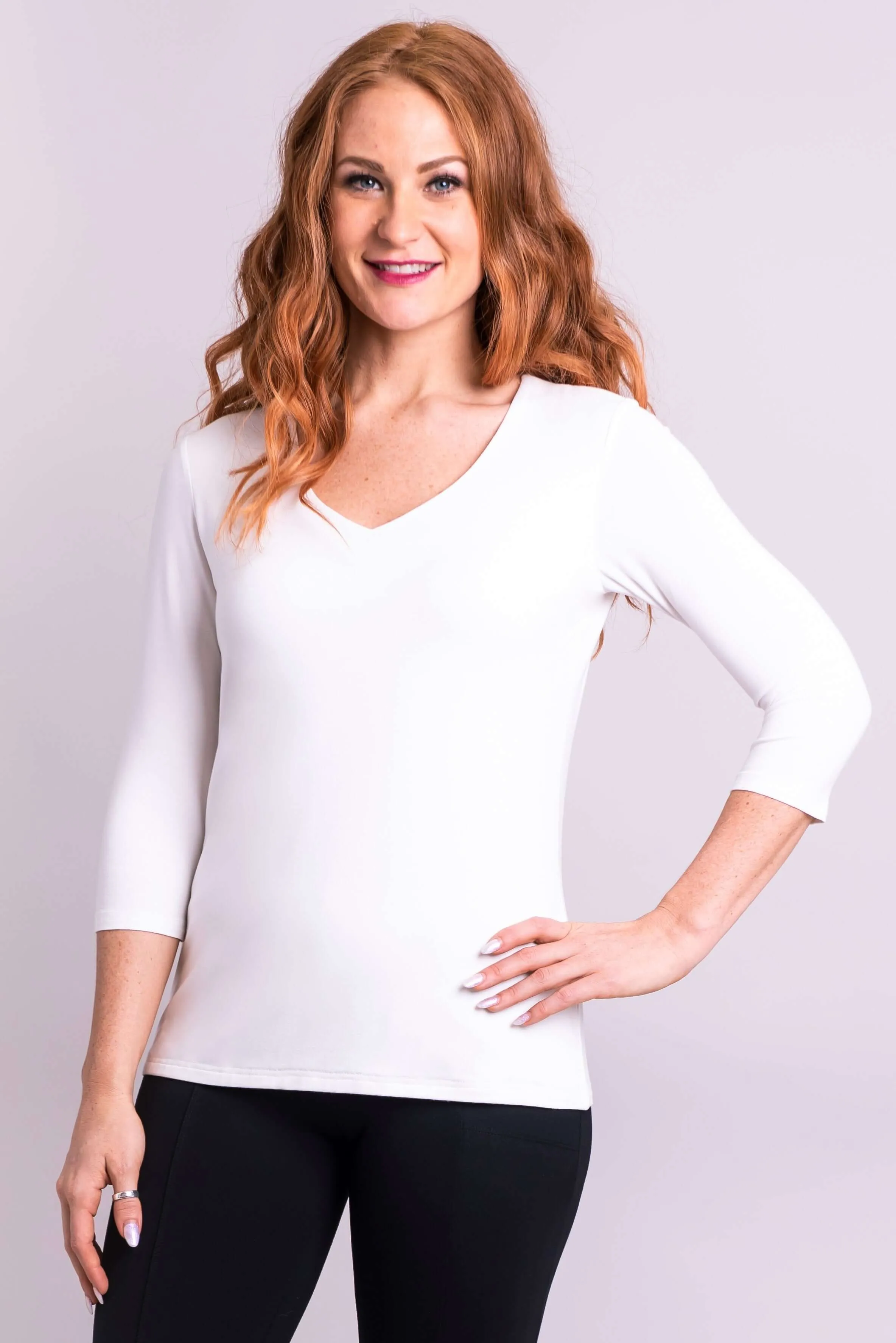 Mia Top, Winter White, Bamboo- Final Sale sold by Blue Sky