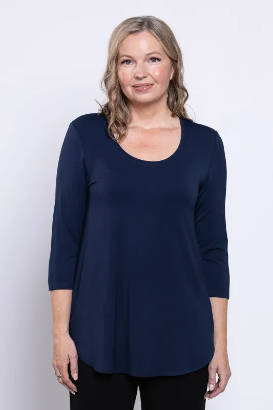 Jazz 3/4 Slv Top, Indigo, Bamboo sold by Blue Sky