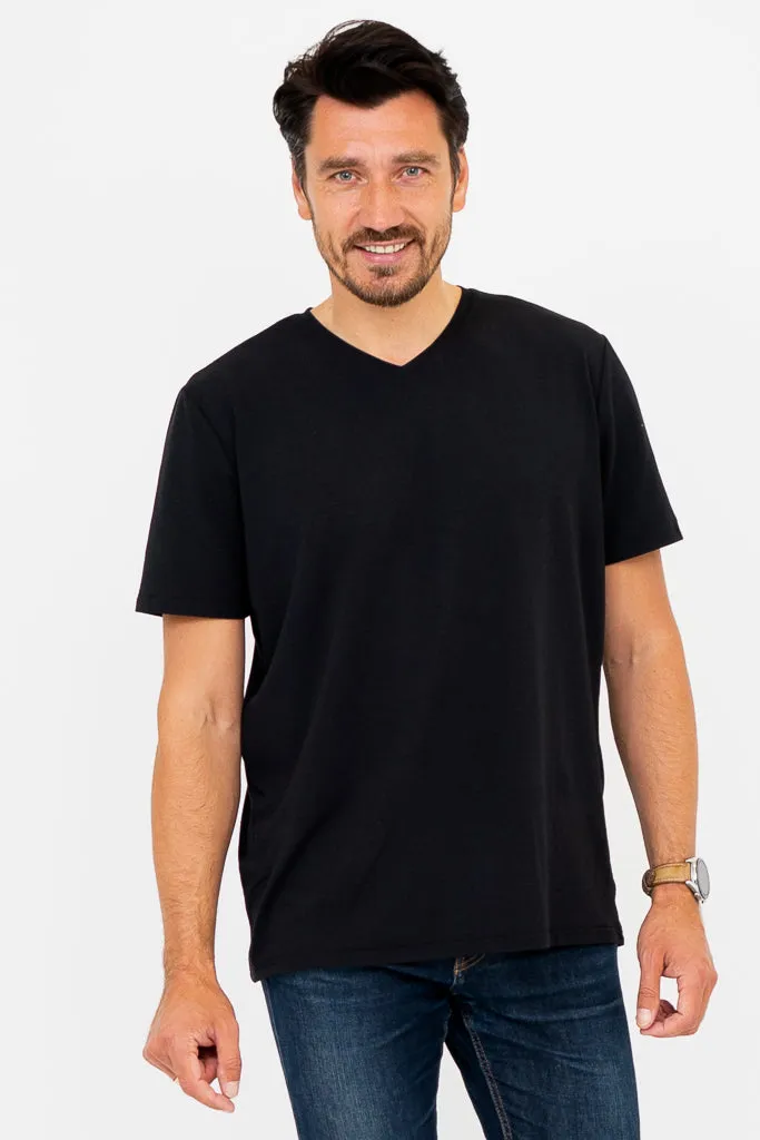 Adam Short Sleeve Shirt, Black, Bamboo sold by Blue Sky