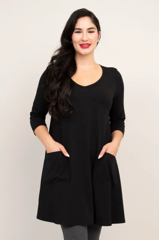 Veronica Tunic, Black, Bamboo sold by Blue Sky