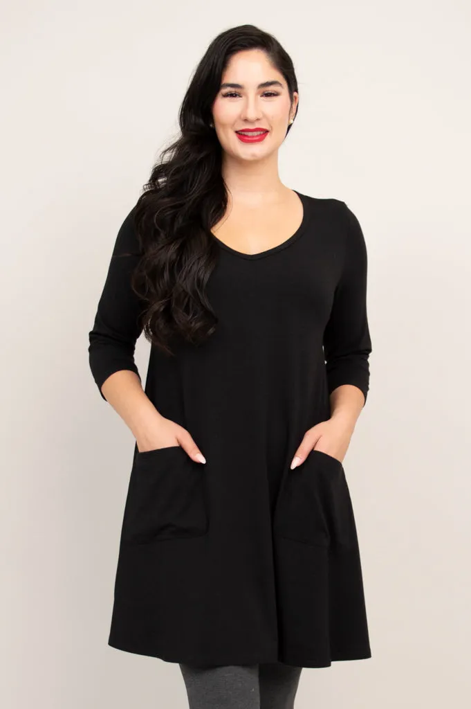 Veronica Tunic, Black, Bamboo sold by Blue Sky