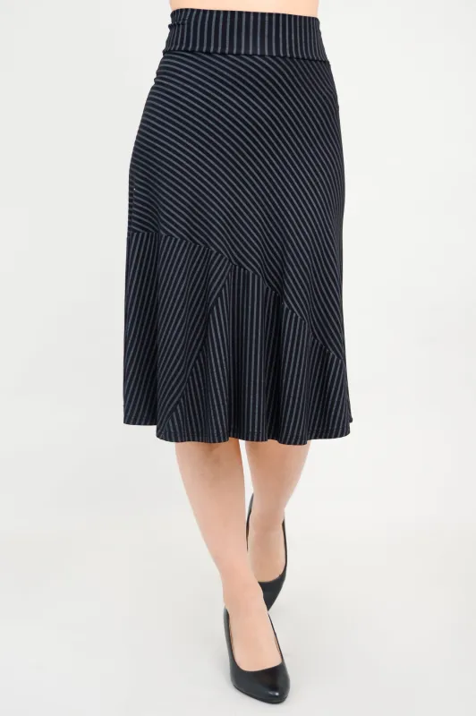 Lillian Skirt, Blk/Grey Stripe, Bamboo sold by Blue Sky