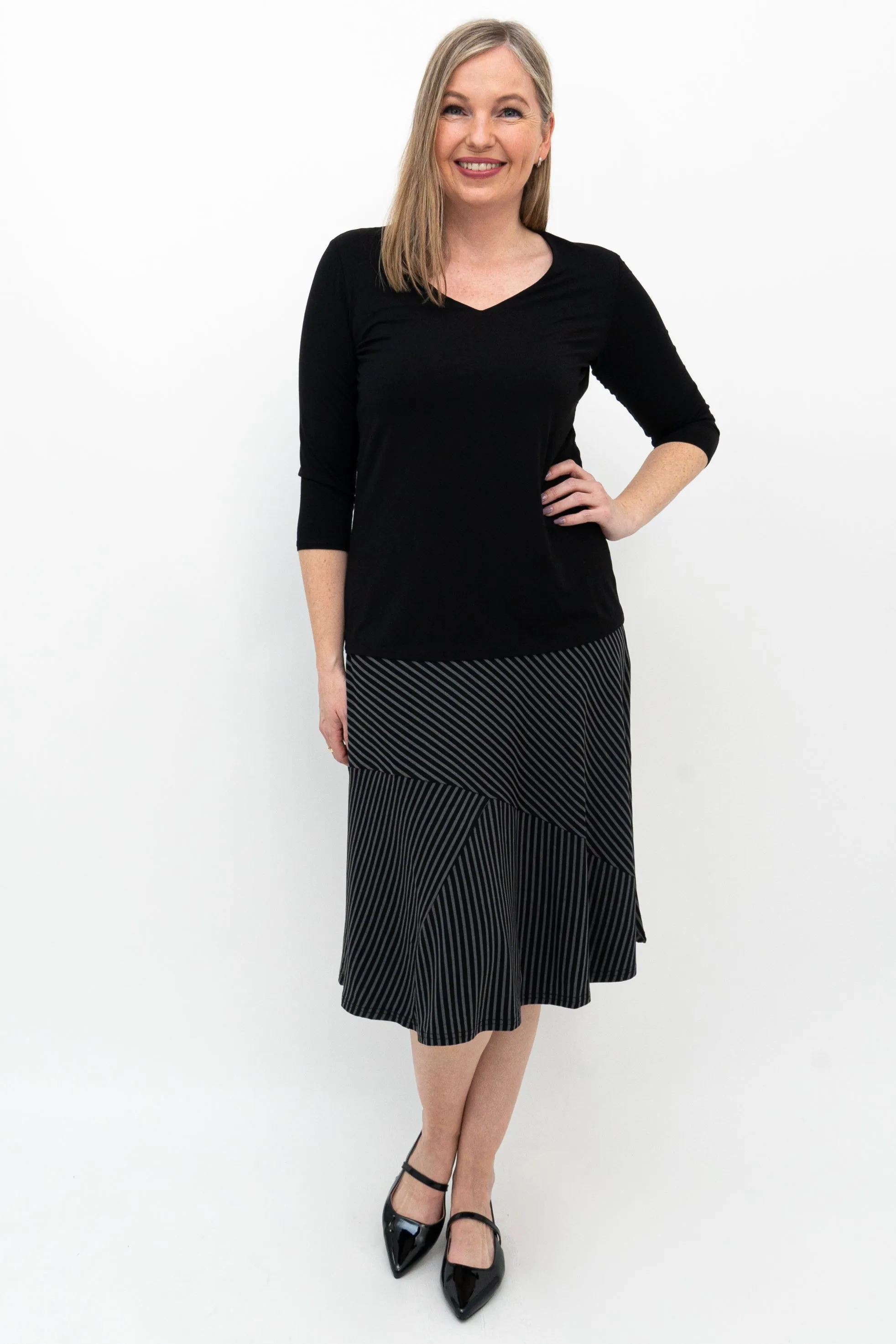 Lillian Skirt, Blk/Grey Stripe, Bamboo sold by Blue Sky product image thumbnail 2