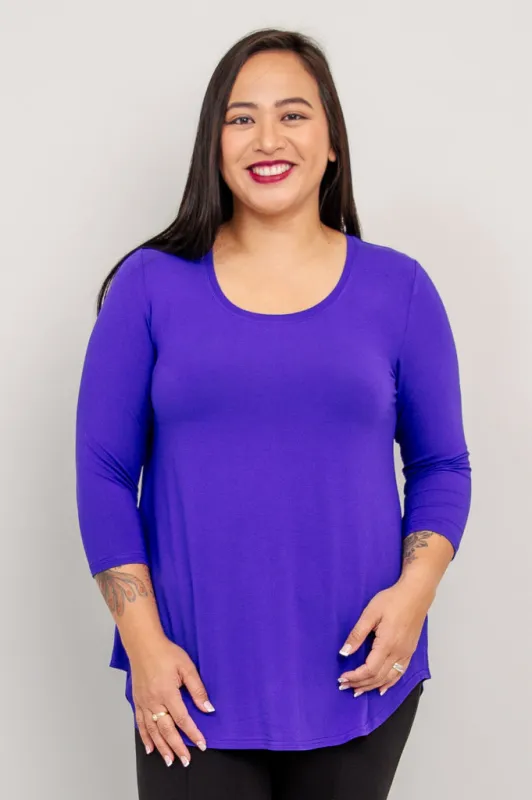 Jazz 3/4 Slv Top, Violet, Bamboo sold by Blue Sky