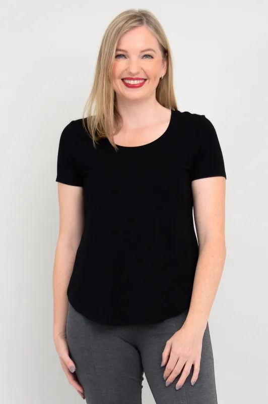 Tessa Tee, Black, Bamboo sold by Blue Sky