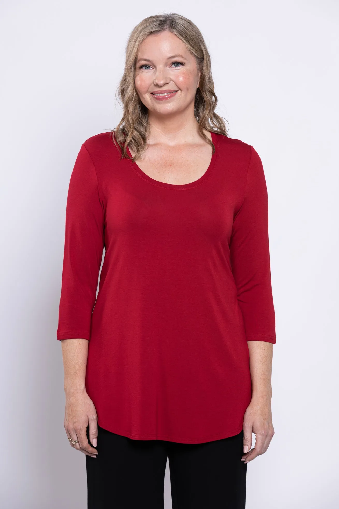 Jazz 3/4 Slv Top, Lipstick, Bamboo sold by Blue Sky