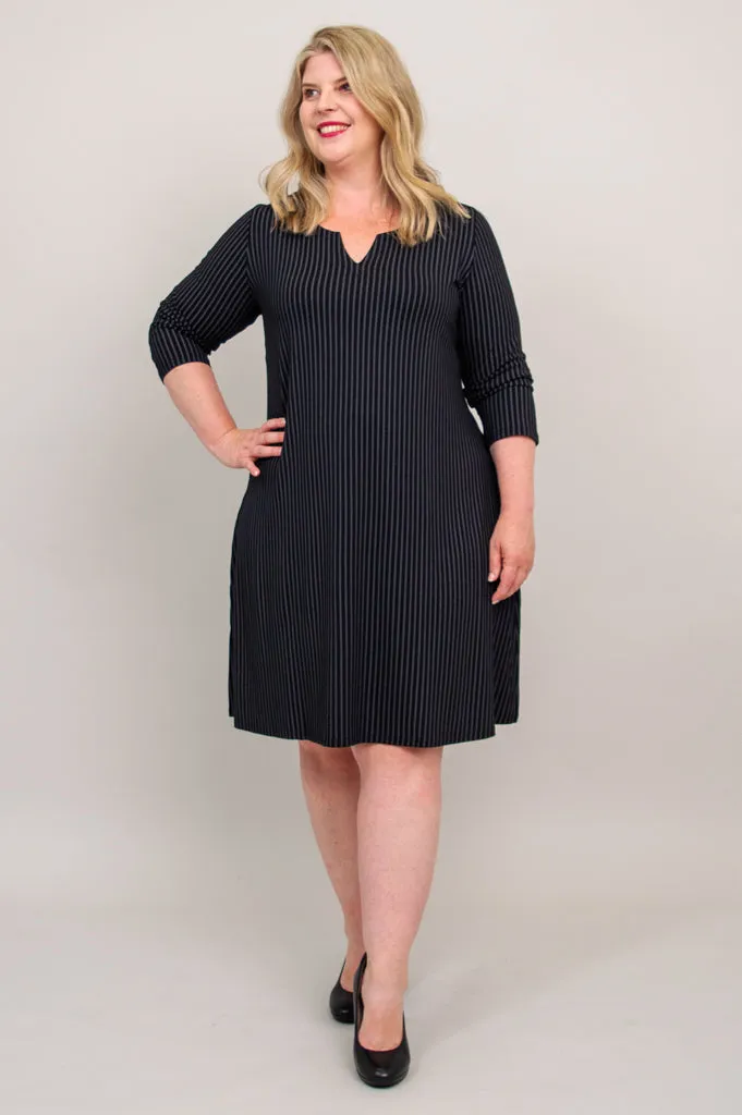 Maggie 3/4 Sleeve Dress, Blk/Grey Stripe, Bamboo sold by Blue Sky product image thumbnail 5