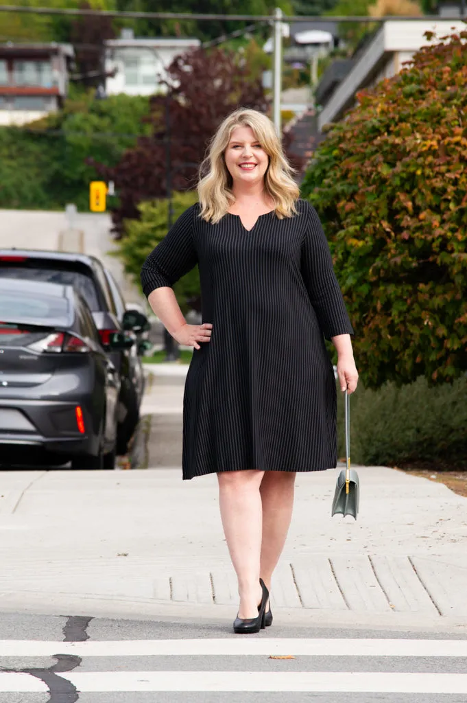 Maggie 3/4 Sleeve Dress, Blk/Grey Stripe, Bamboo sold by Blue Sky product image thumbnail 3