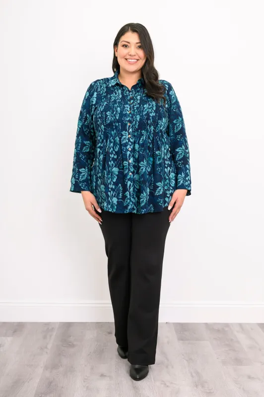 Cindy L/S Blouse, Emerald Mirage sold by Blue Sky