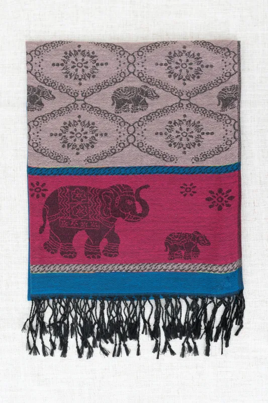 Pashmina Scarf, Elephant, Blue sold by Blue Sky