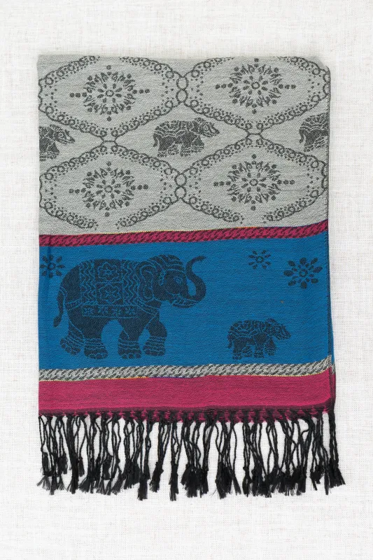 Pashmina Scarf, Elephant, Fuchsia sold by Blue Sky