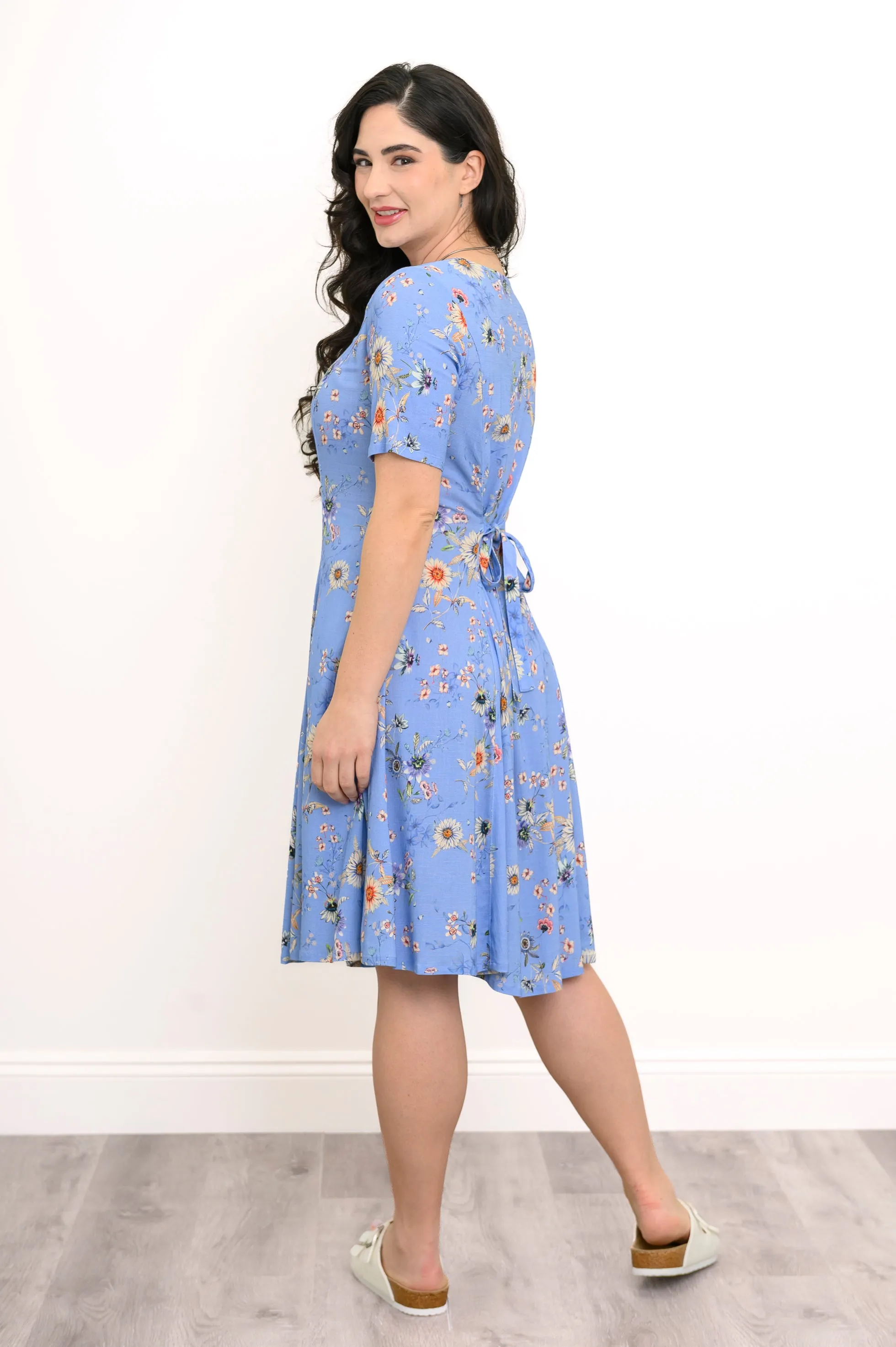 Teresa Dress, Peri Daisy, Linen Bamboo sold by Blue Sky product image thumbnail 4