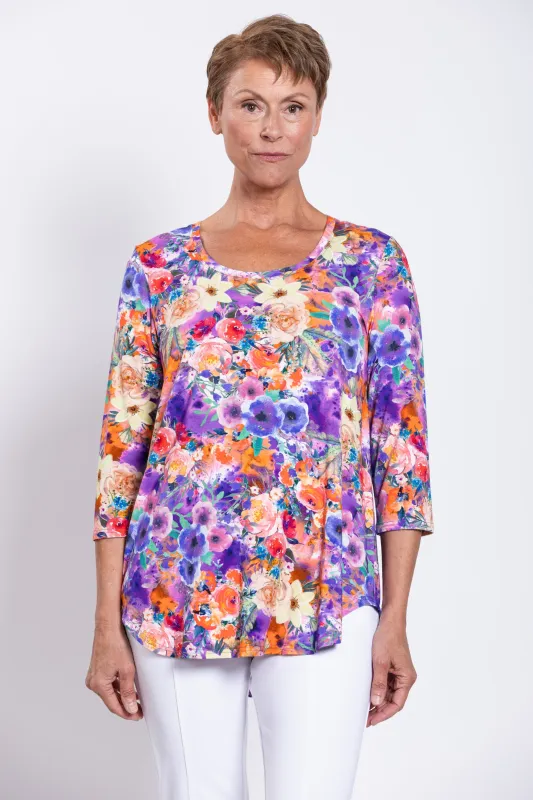 Jazz 3/4 Top, Violet Fiesta, Bamboo sold by Blue Sky