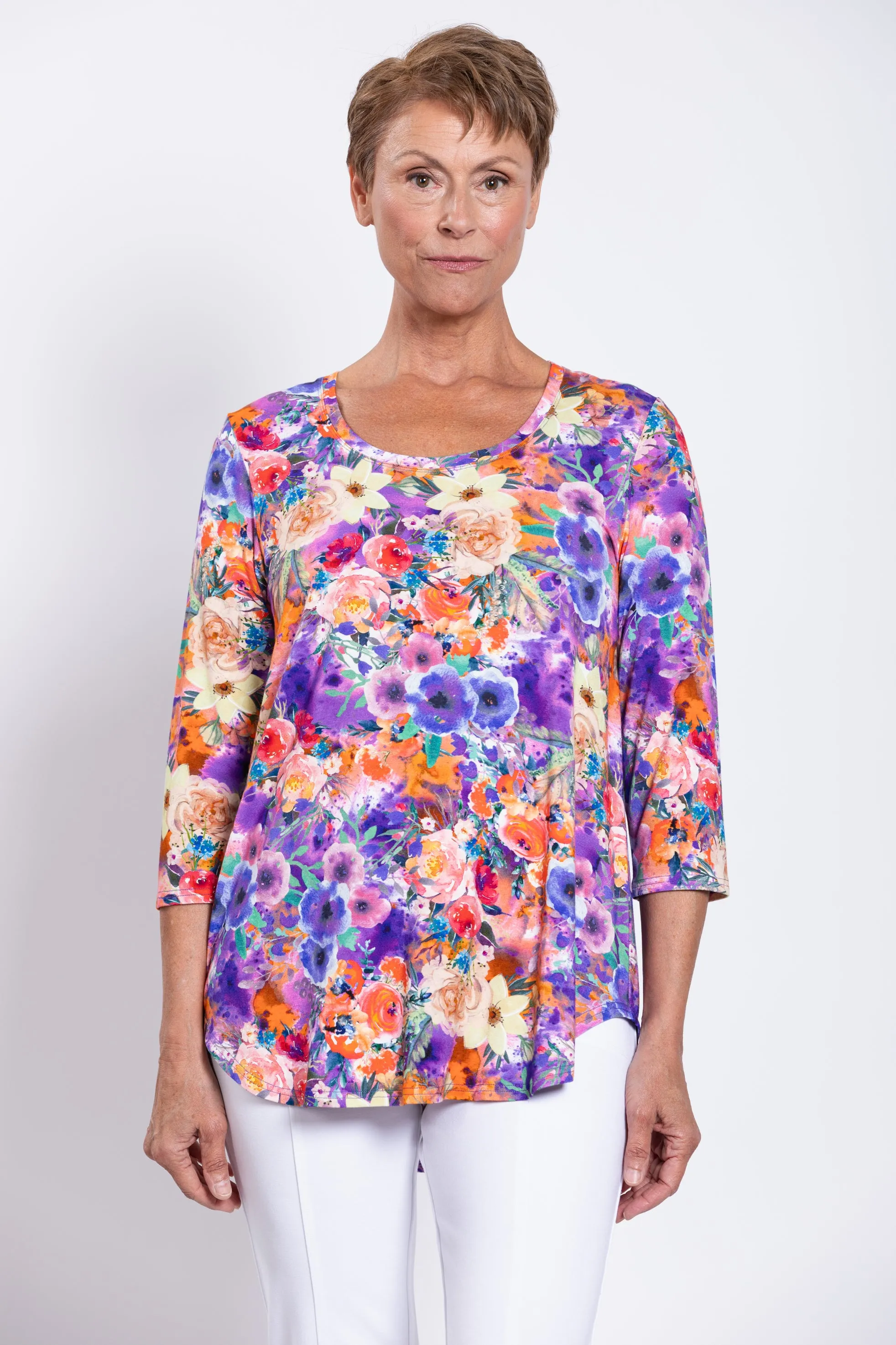 Jazz 3/4 Top, Violet Fiesta, Bamboo sold by Blue Sky