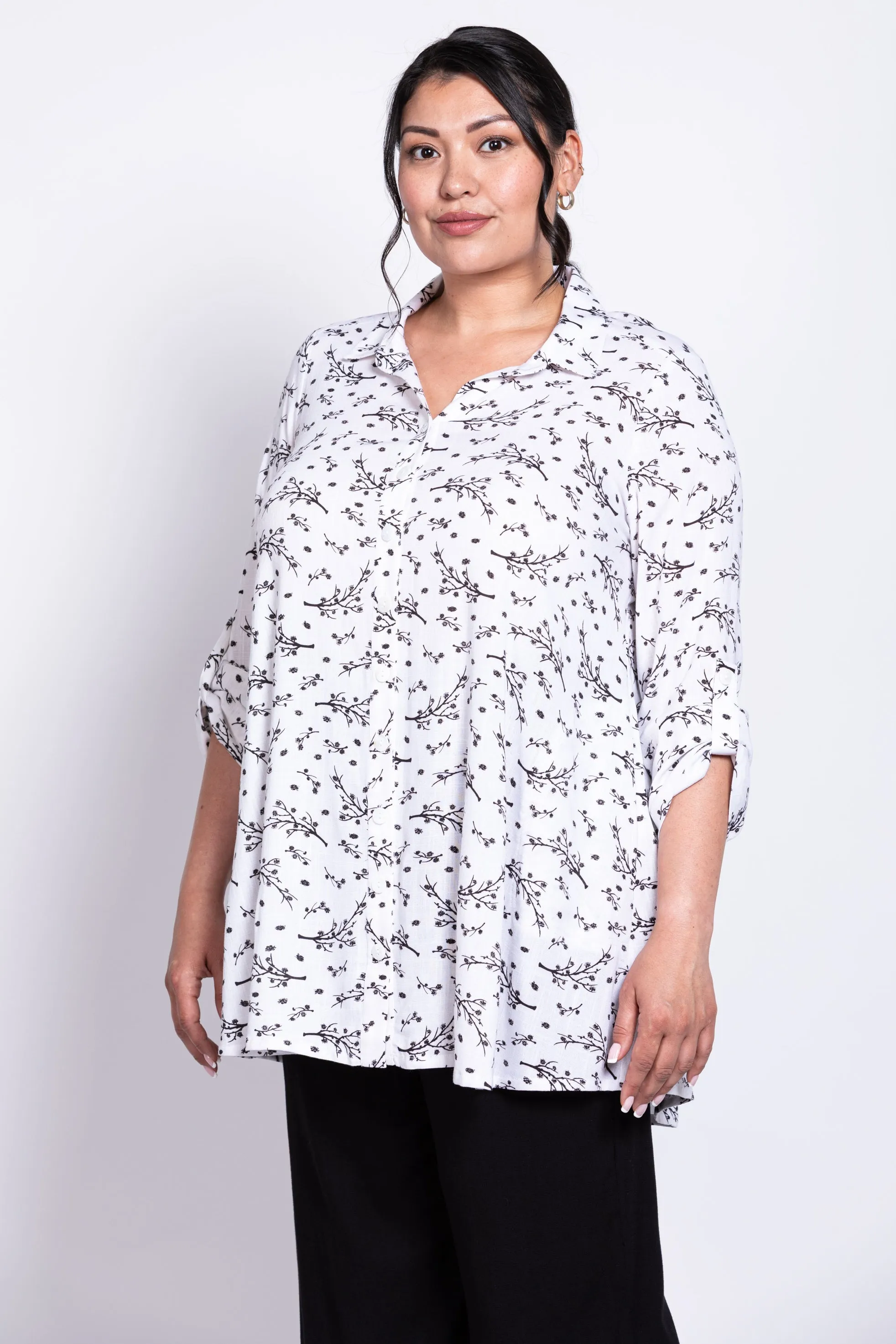 Celine Blouse, BW Twiggy, Linen Bamboo sold by Blue Sky