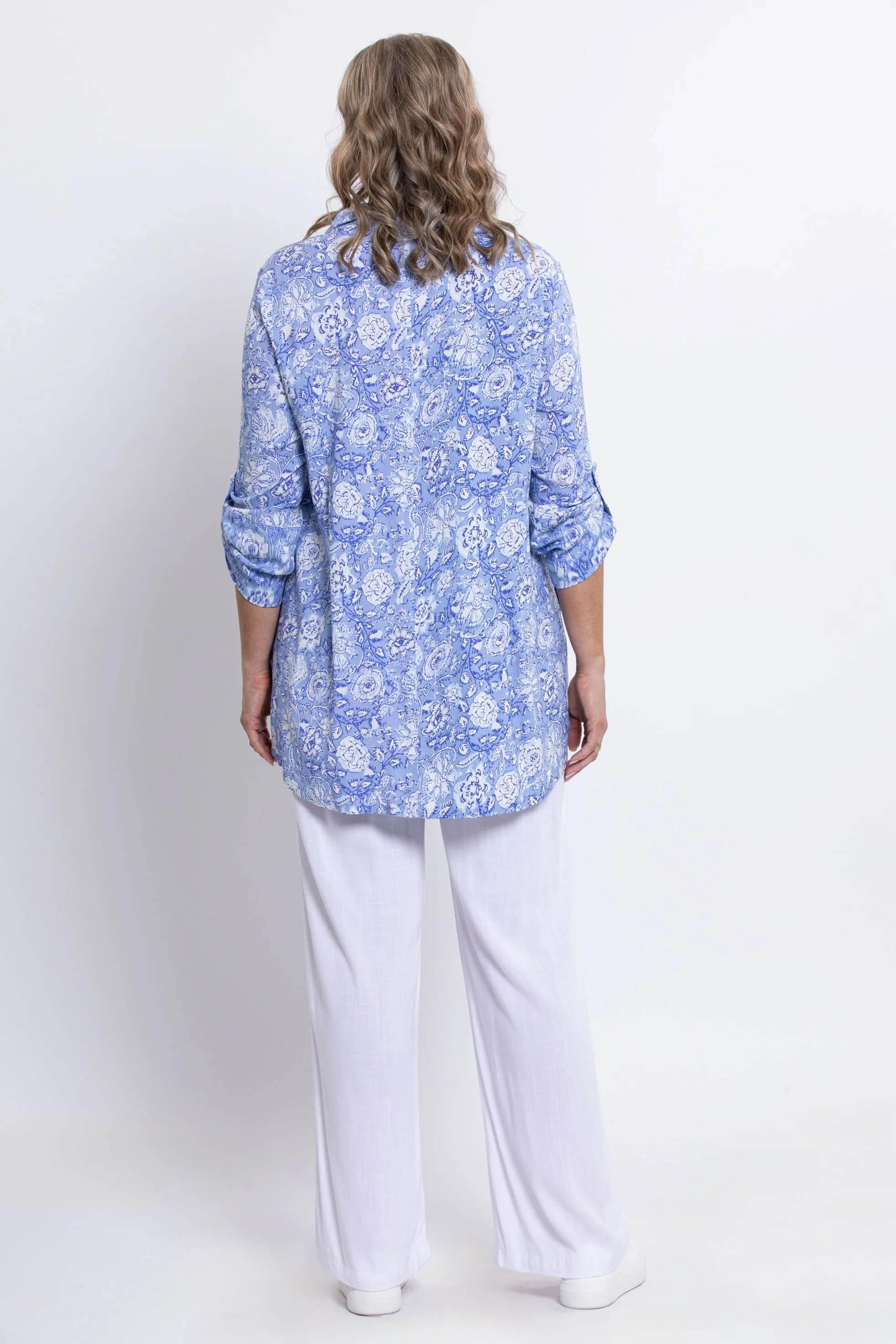 Celine Blouse, Peri Teatime, Linen Bamboo sold by Blue Sky product image thumbnail 5