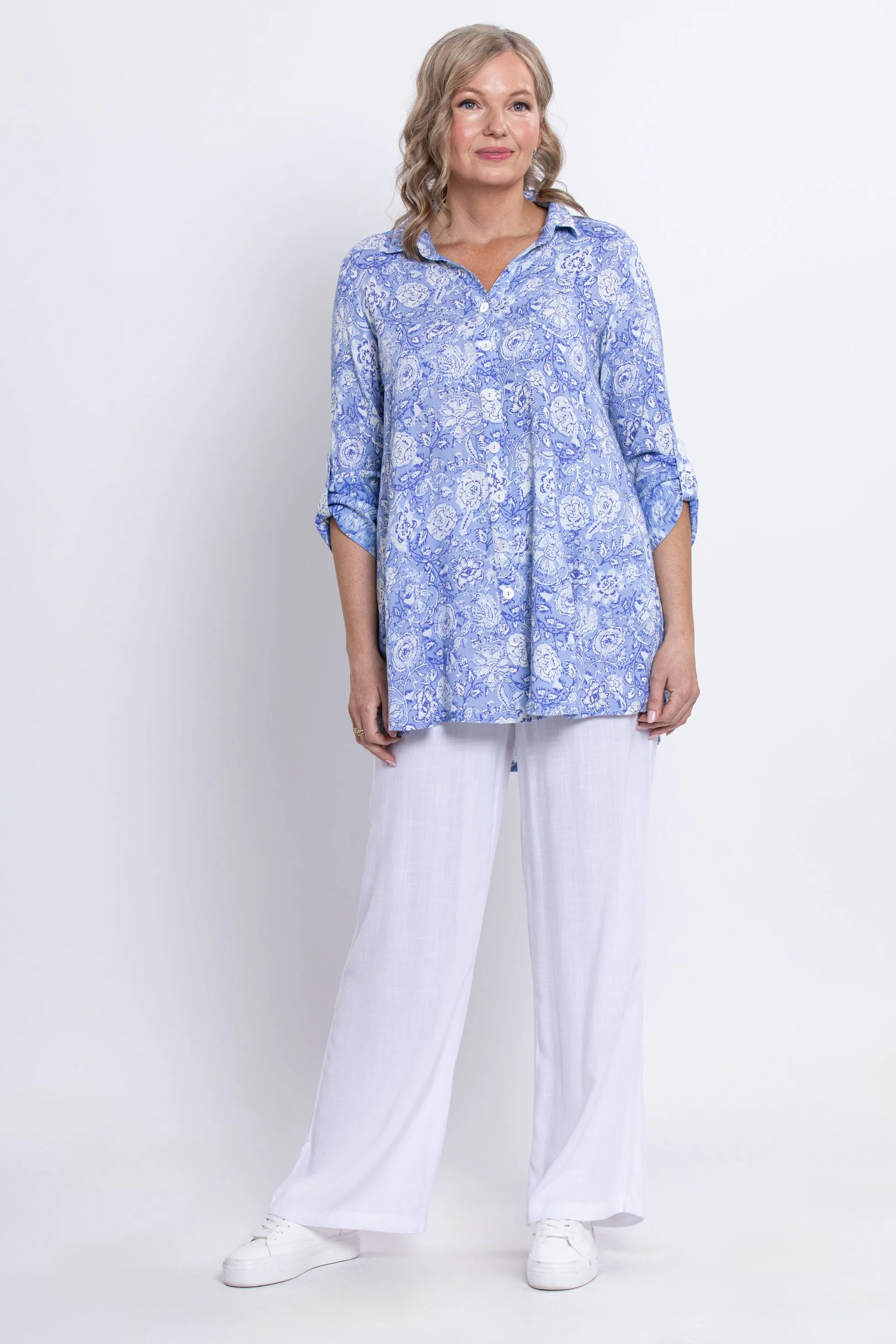 Celine Blouse, Peri Teatime, Linen Bamboo sold by Blue Sky product image thumbnail 4