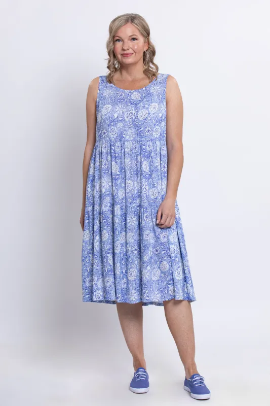 Juni Dress, Peri Teatime, Linen Bamboo sold by Blue Sky