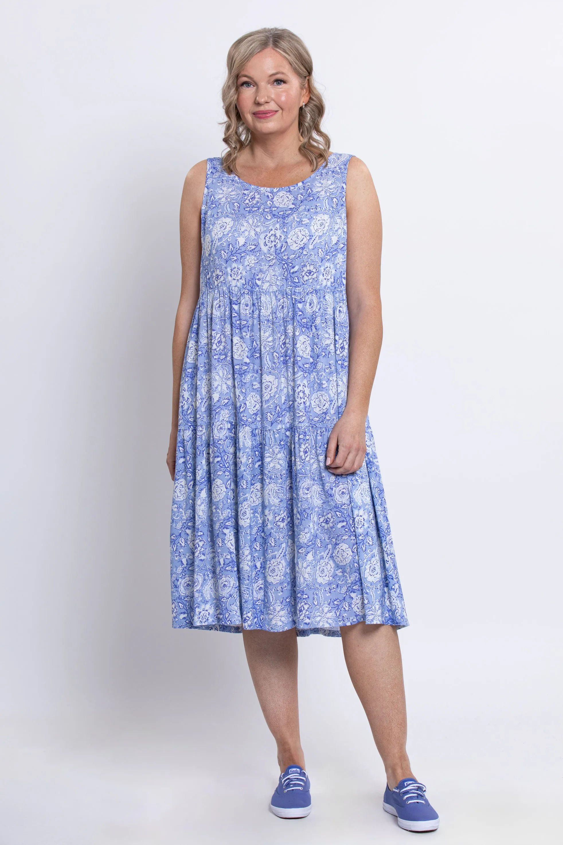 Juni Dress, Peri Teatime, Linen Bamboo sold by Blue Sky