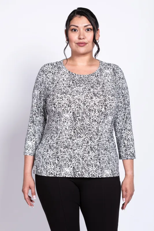 Margorie Top, BW Rosette, Bamboo sold by Blue Sky