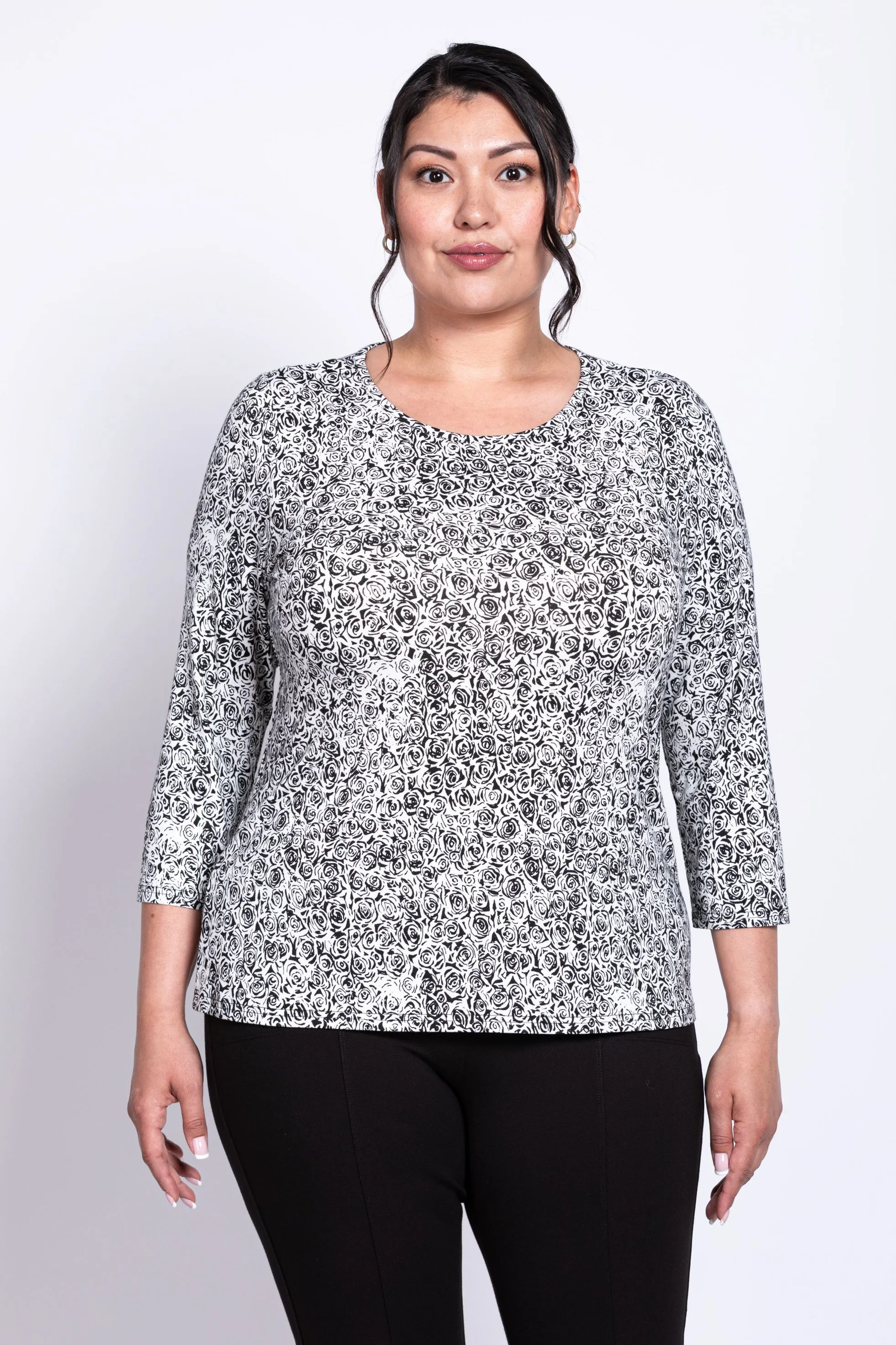 Margorie Top, BW Rosette, Bamboo sold by Blue Sky