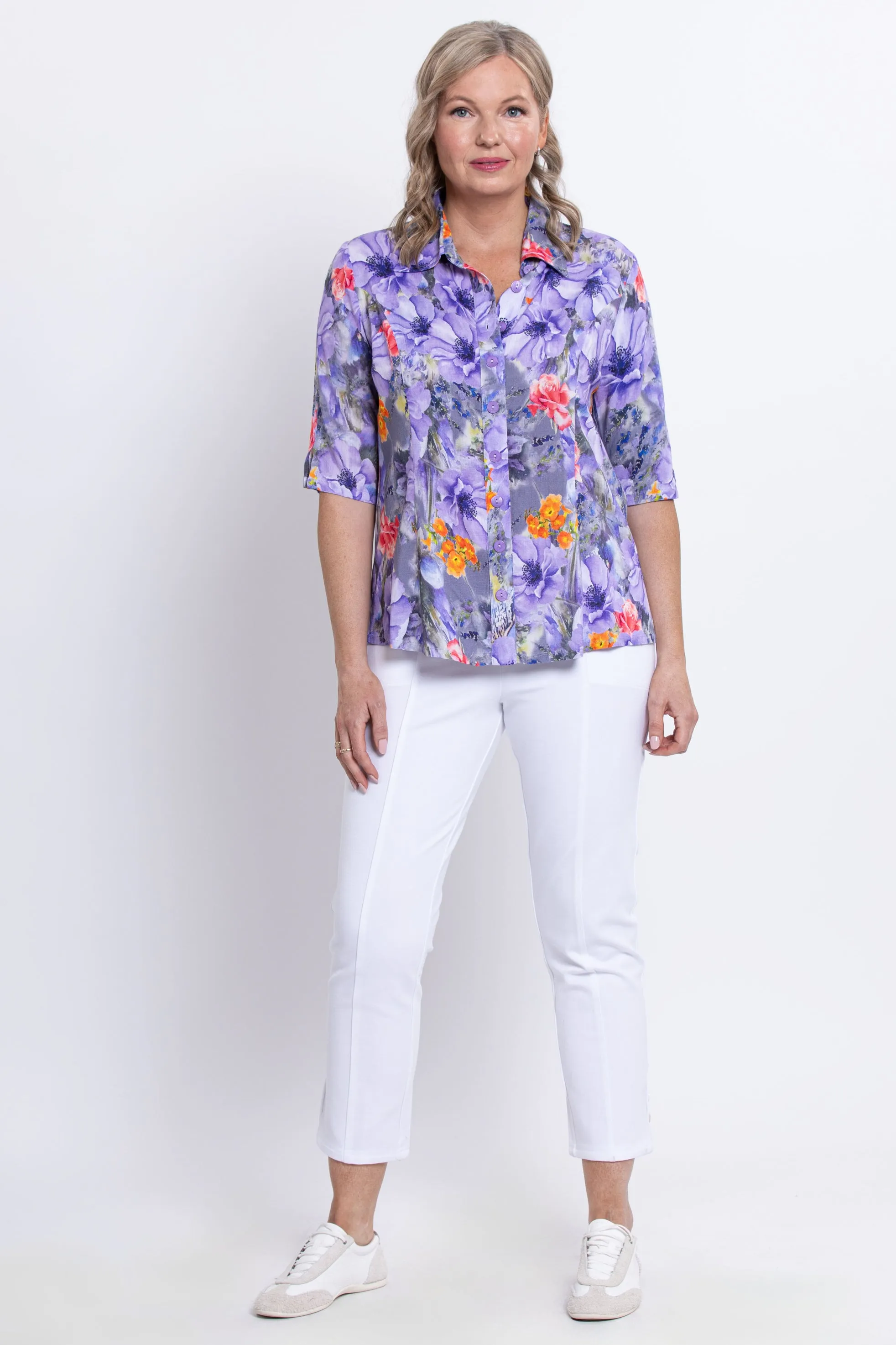 Lorine Blouse, Violet Bloom, Linen Bamboo sold by Blue Sky product image thumbnail 2