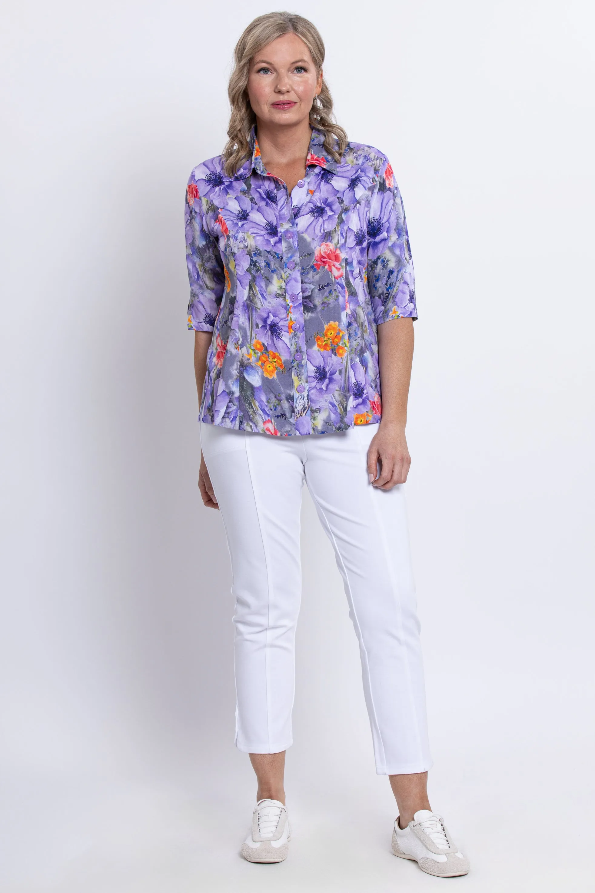 Lorine Blouse, Violet Bloom, Linen Bamboo sold by Blue Sky product image thumbnail 3