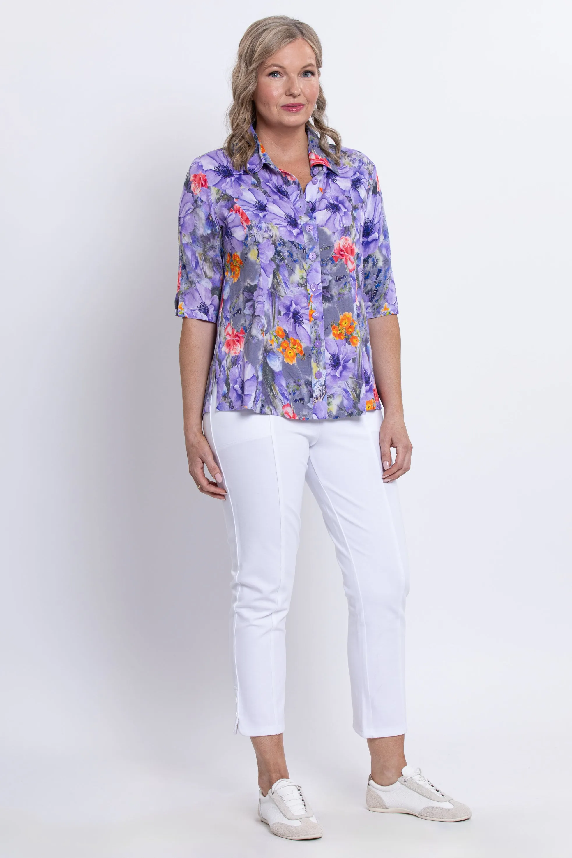 Lorine Blouse, Violet Bloom, Linen Bamboo sold by Blue Sky product image thumbnail 4