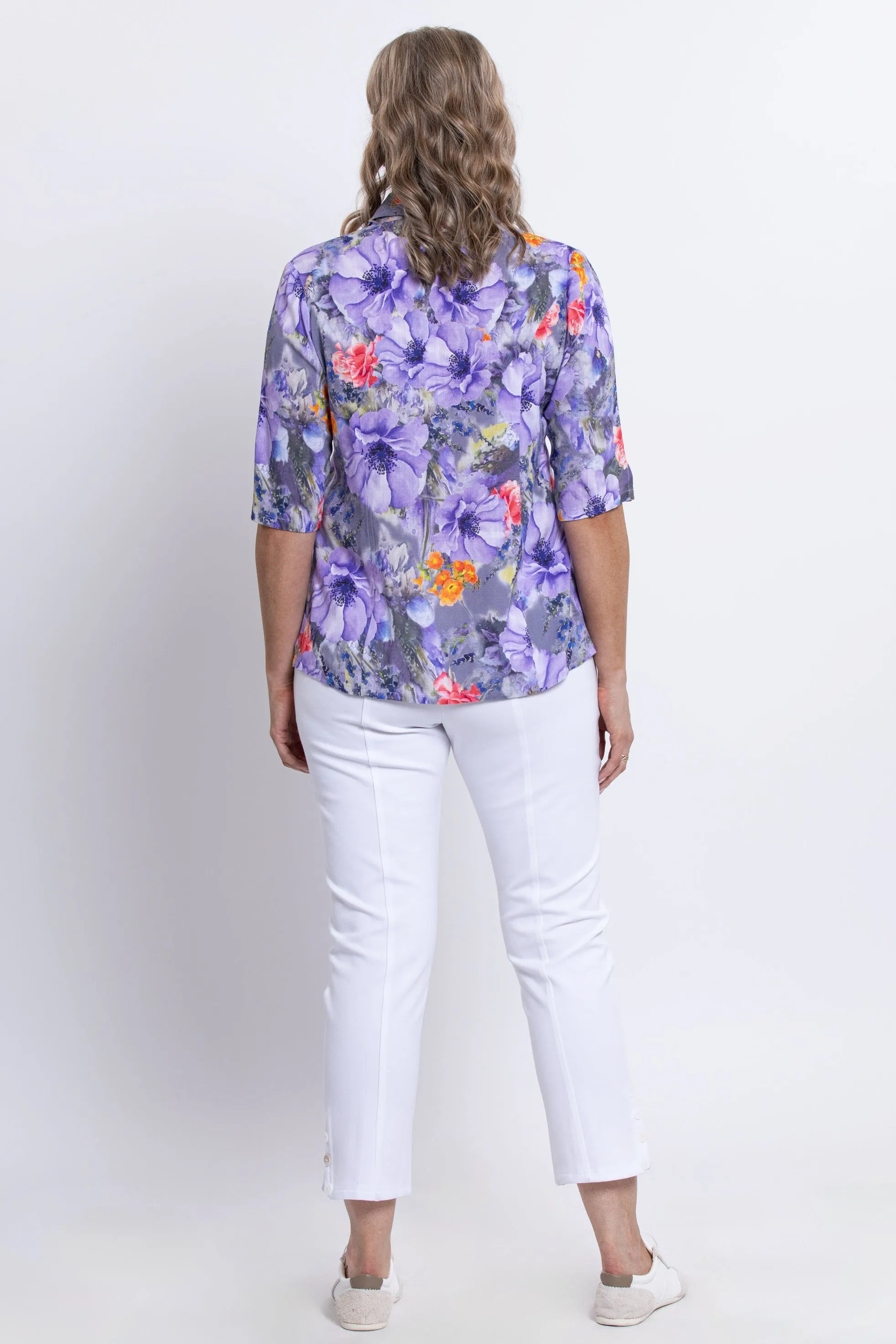 Lorine Blouse, Violet Bloom, Linen Bamboo sold by Blue Sky product image thumbnail 5