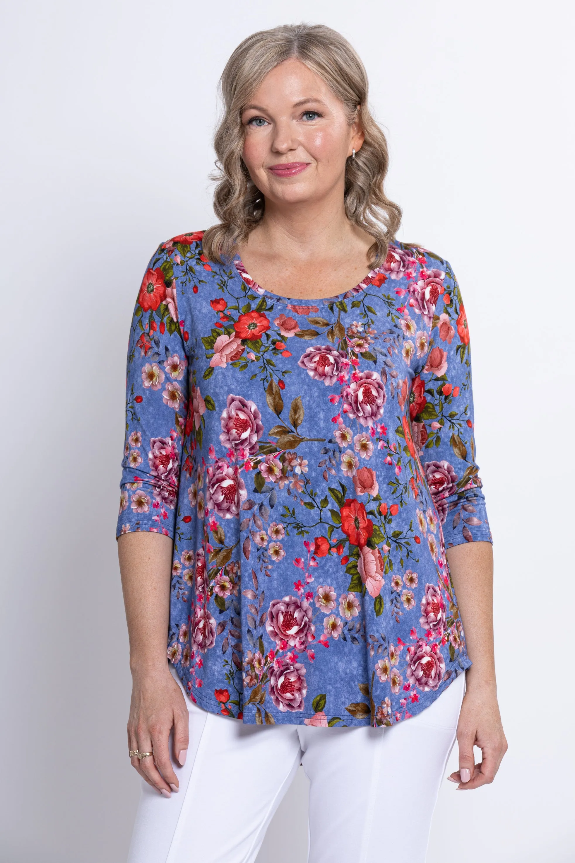 Jazz 3/4 Top, Red Rosebud, Bamboo sold by Blue Sky