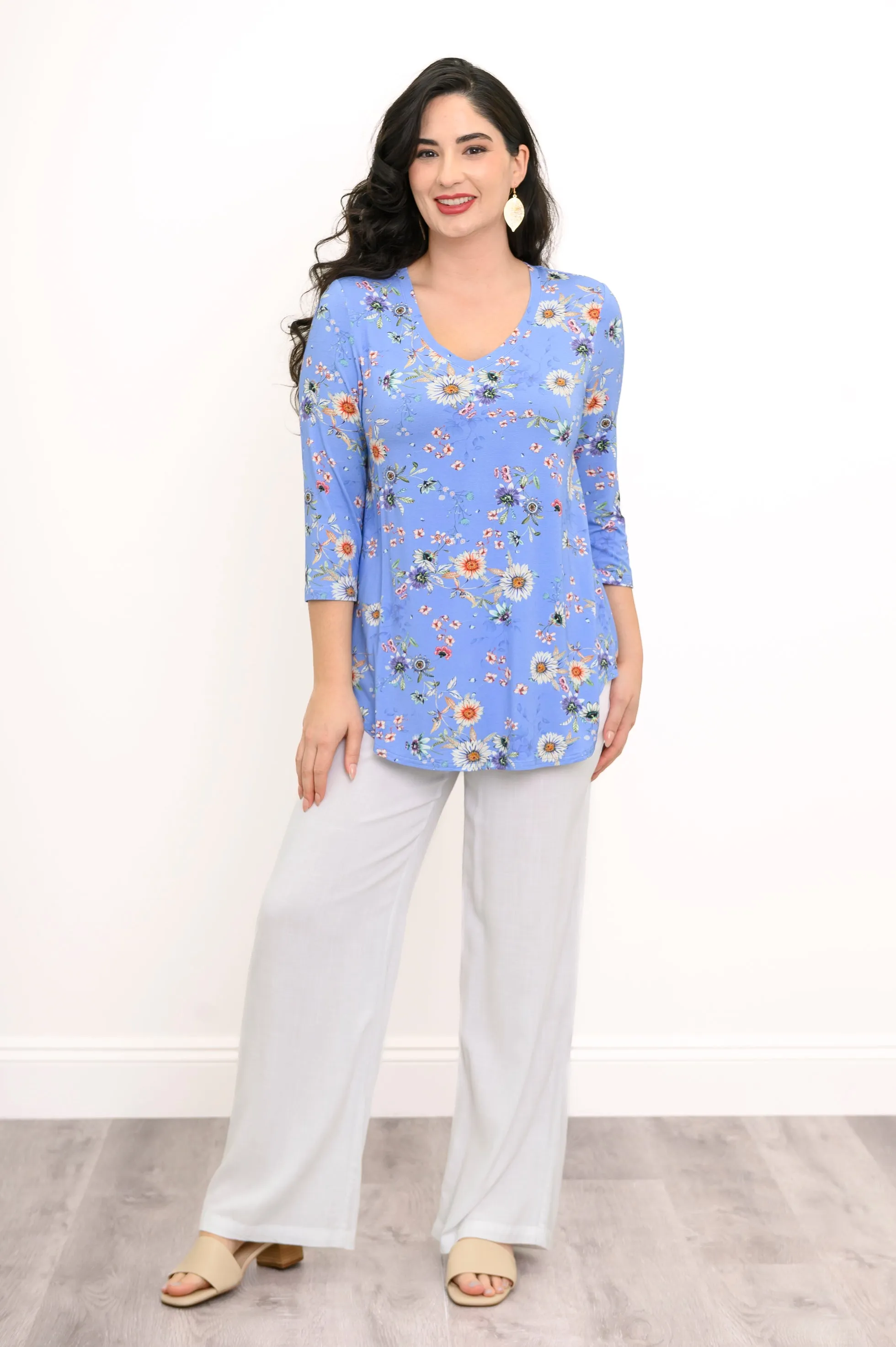 Jackie 3/4 Top, Peri Daisy, Bamboo sold by Blue Sky product image thumbnail 4