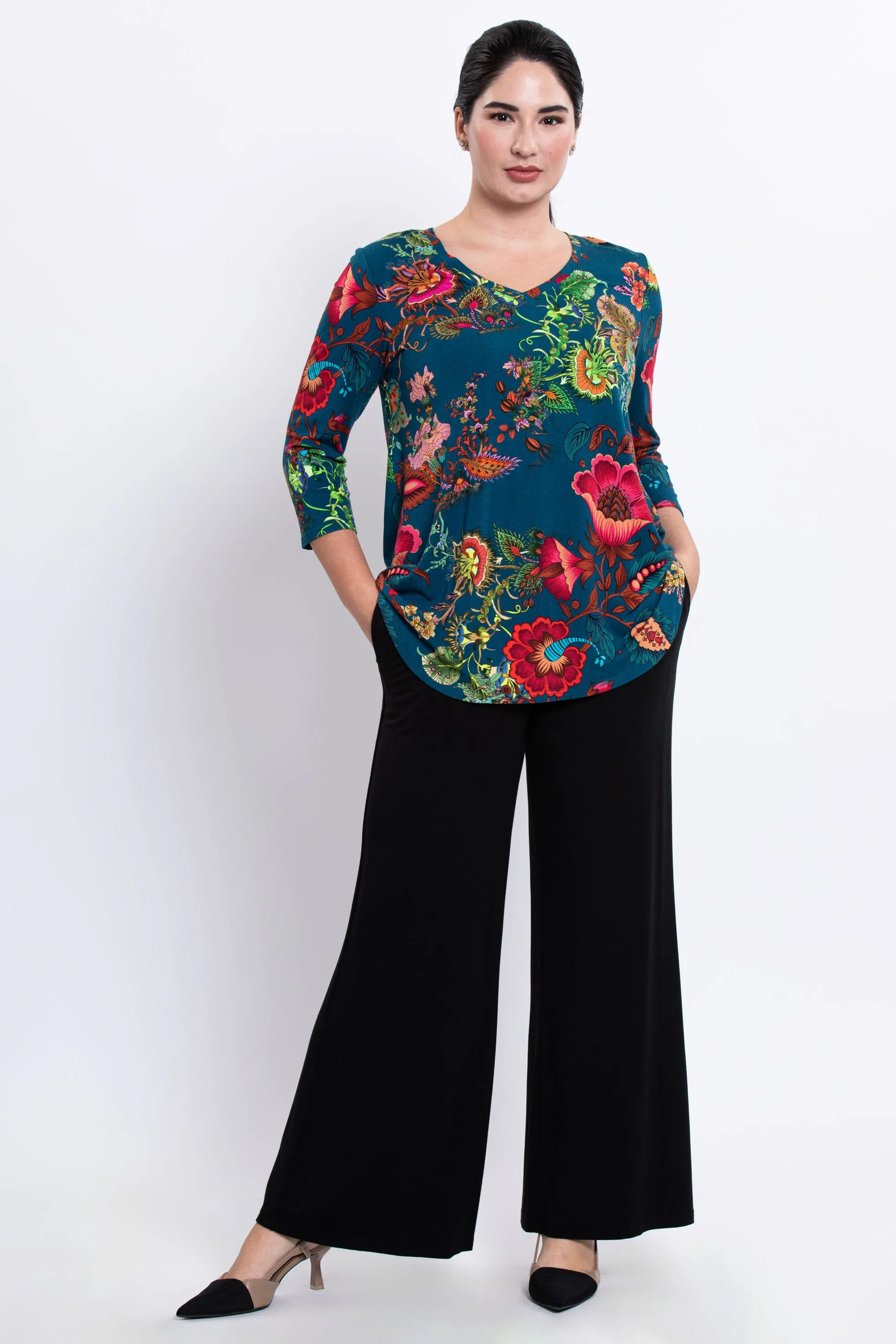 Jackie 3/4 Top, Teal Fantasy, Bamboo sold by Blue Sky product image thumbnail 2