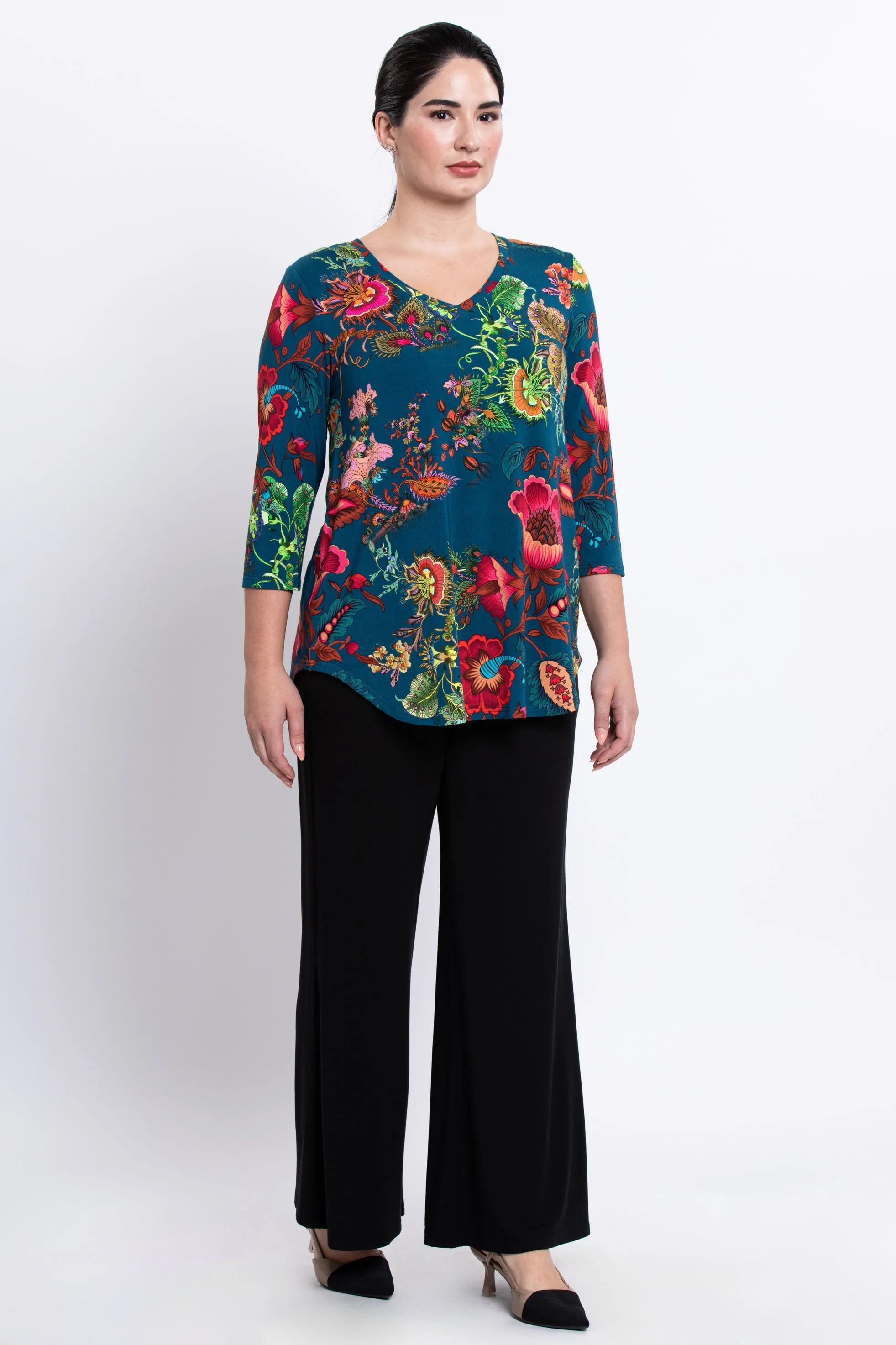 Jackie 3/4 Top, Teal Fantasy, Bamboo sold by Blue Sky product image thumbnail 3