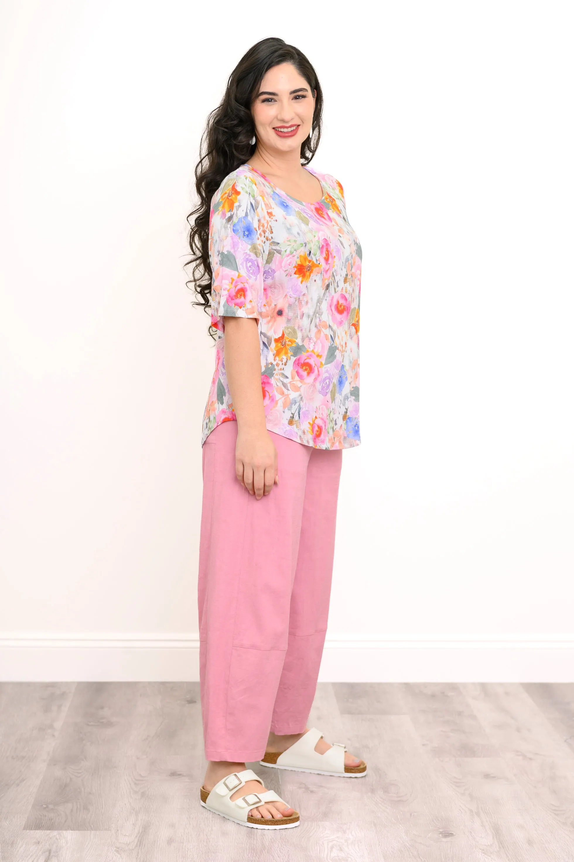 Liza Top, Pink Bouquet, Linen Bamboo sold by Blue Sky product image thumbnail 2