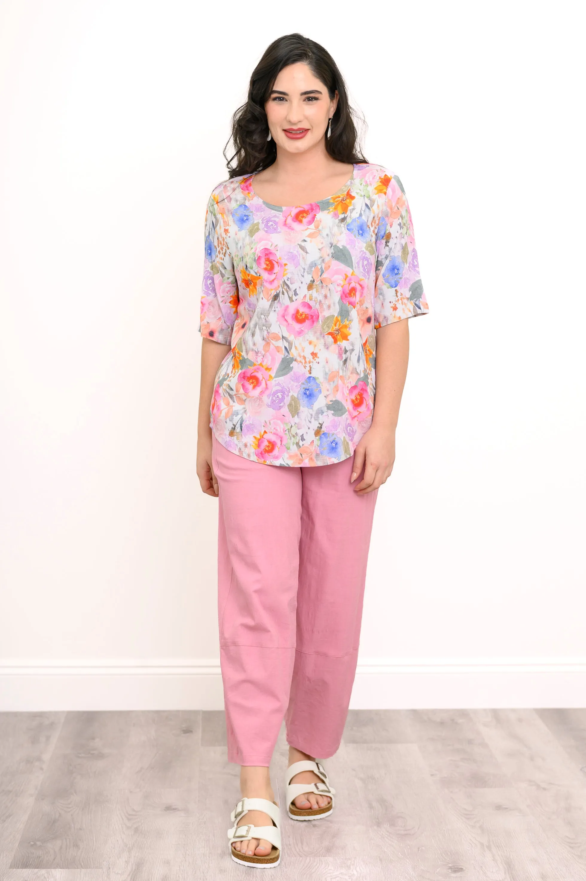 Liza Top, Pink Bouquet, Linen Bamboo sold by Blue Sky product image thumbnail 5